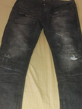 Staple Black Distressed Denim Jeans - Size 36